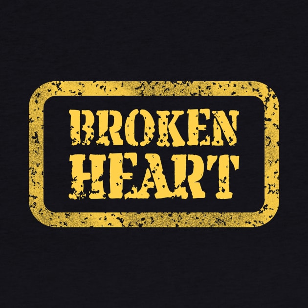 Broken Heart Framed Yellow Text by funfun